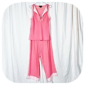 Womens Y2K I dream of Jeannie Jones New York 2 Pc Pink polyester lounge set sz S